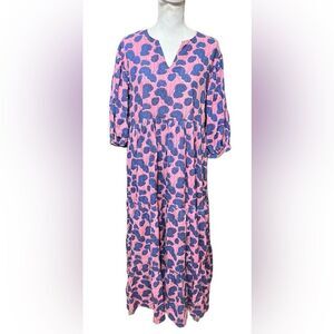 Sun Dried Laundry pink blue floral Tibet Dress Size large